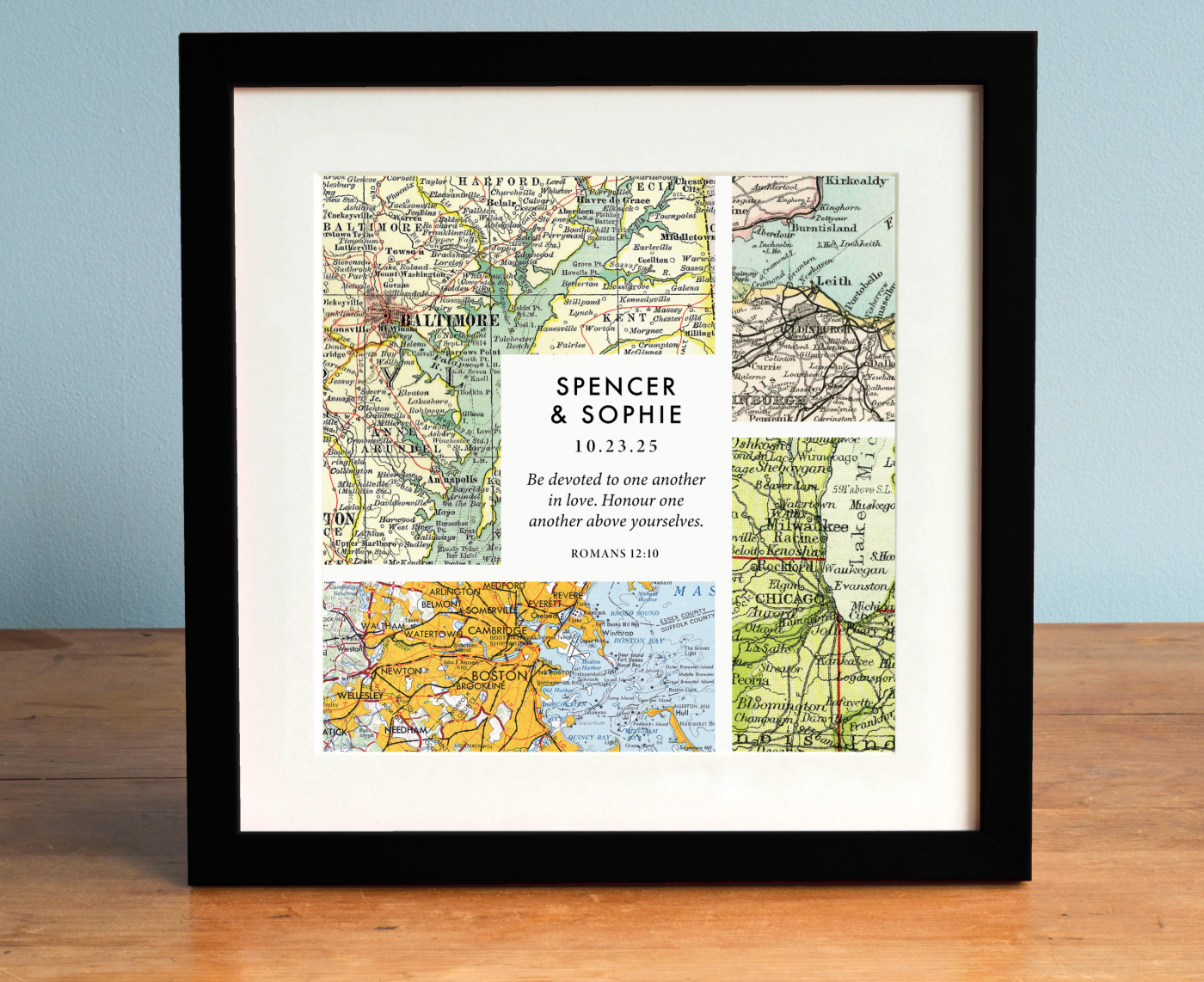 Modern Grid Square Personalized Wedding Gift Print