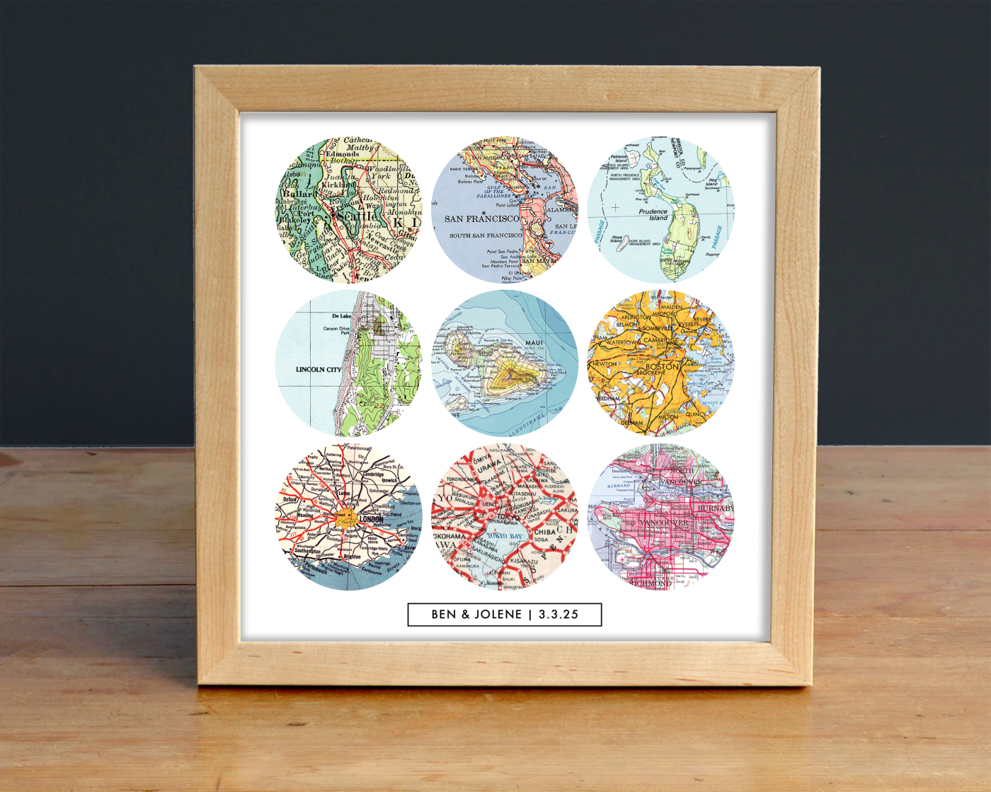Mod Circles Personalized Map Print