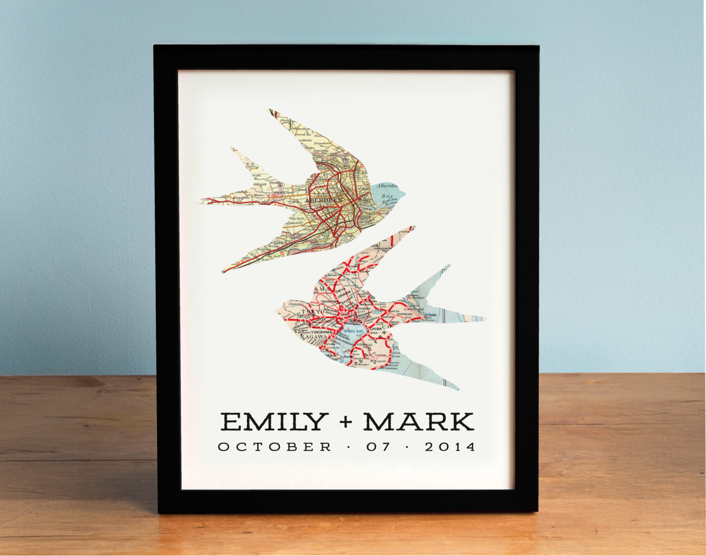 Lovebirds Custom Map Print