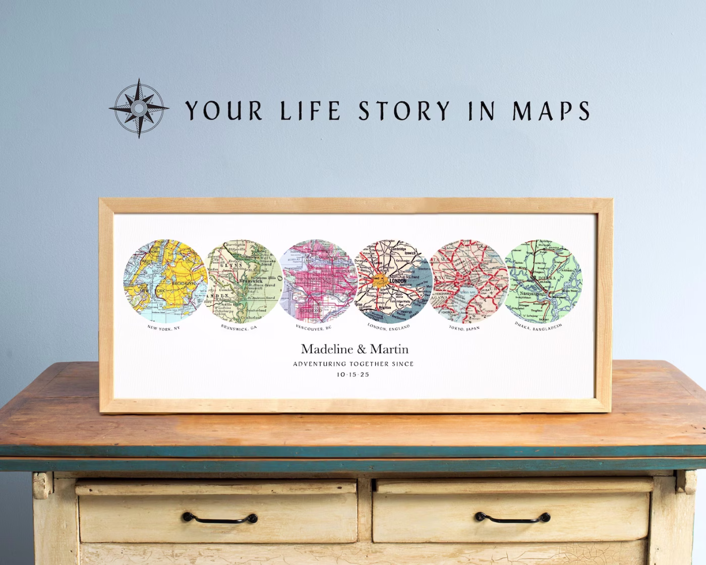 Life Story Circles Personalized Map Print